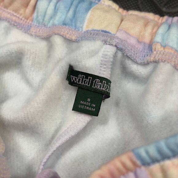 Wild Fable Sweatpants Womens Small Pink Blue Square Print Pastel Fleece Mid Rise - Picture 5 of 8